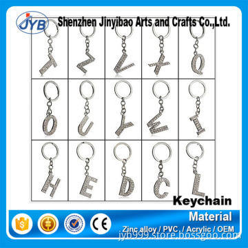 fashion design fancy 26 Letter Crystal electroplate Souvenir Keychain